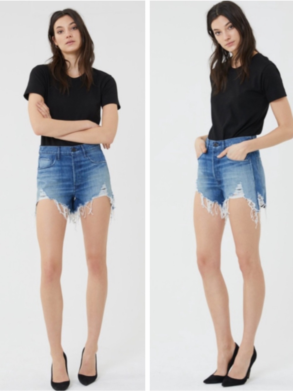 3x1 Blake Jean Shorts in Finola Size 26 Distressed High Rise Italian Cotton USA